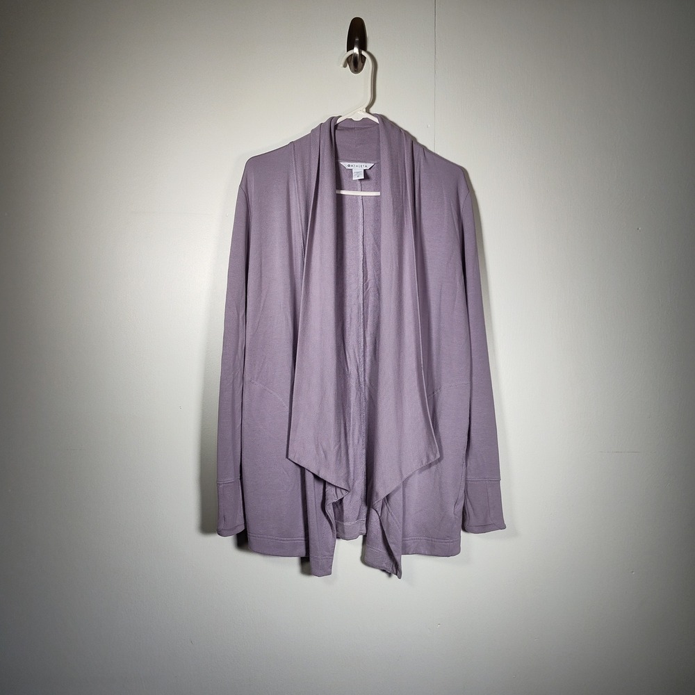 Athleta Pranayama Wrap Cardigan Lavender Purple Tencel Modal Open Front XS